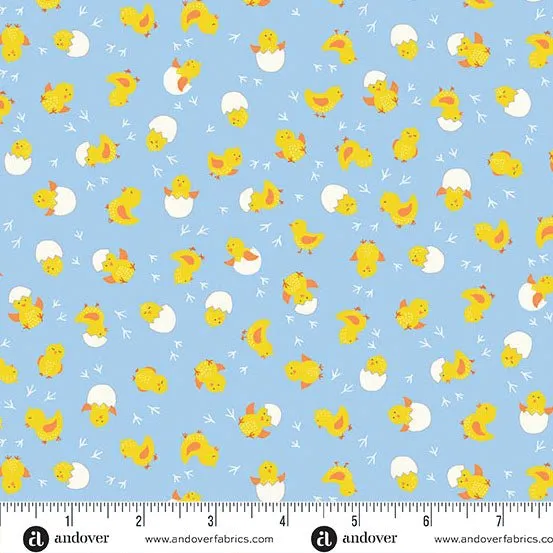 Makower Hello Spring | Cheerful Chicks | Blue
