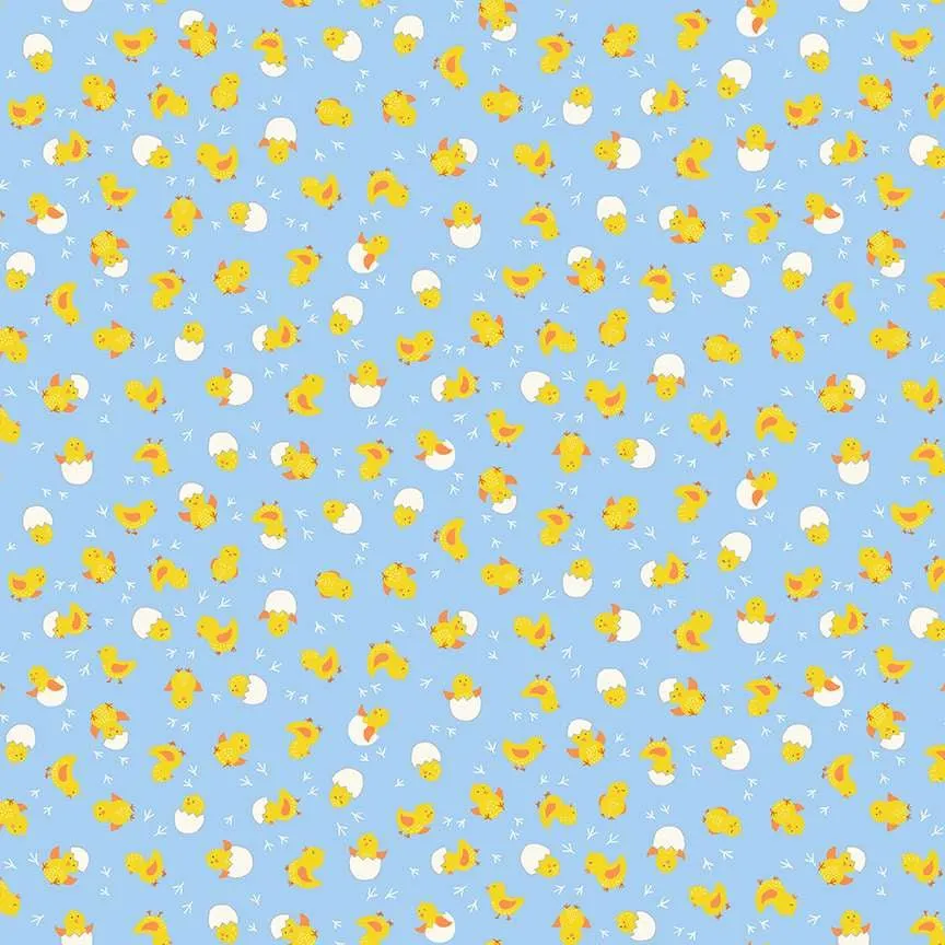 Makower Hello Spring | Cheerful Chicks | Blue