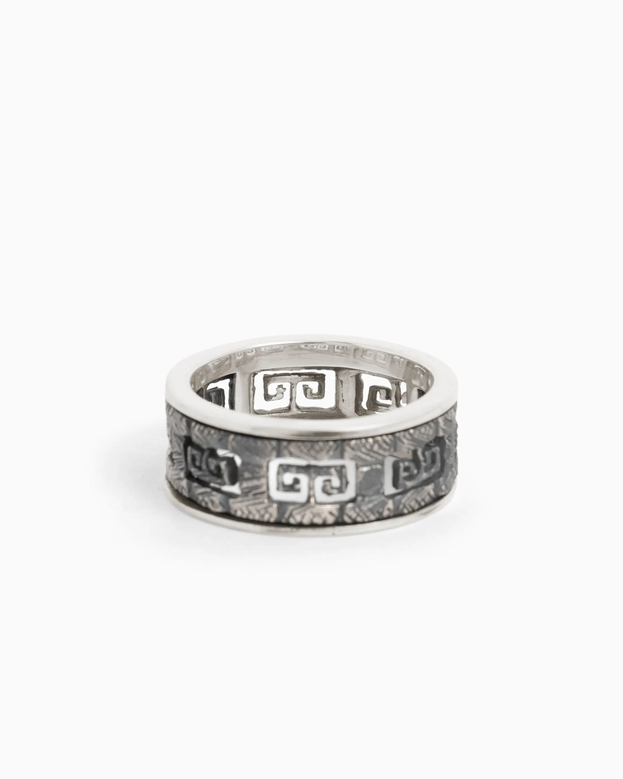Marine Texture Spinner Ring with Petroglyphs