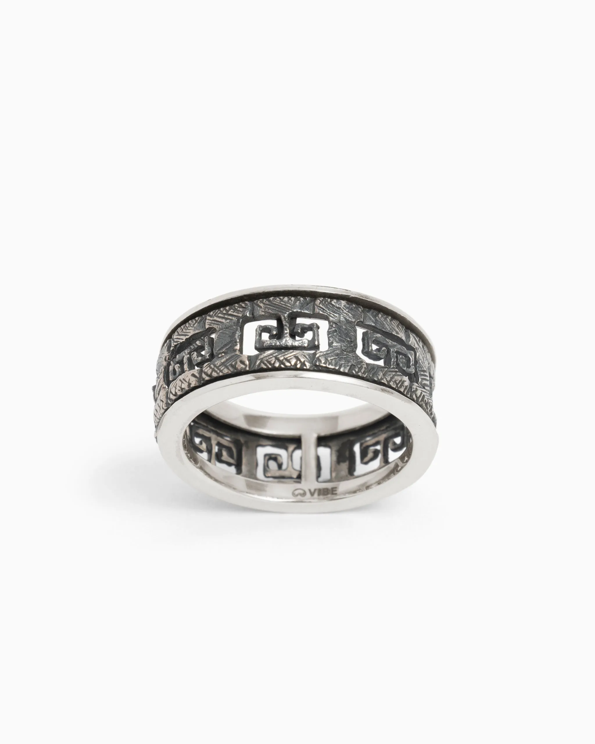 Marine Texture Spinner Ring with Petroglyphs