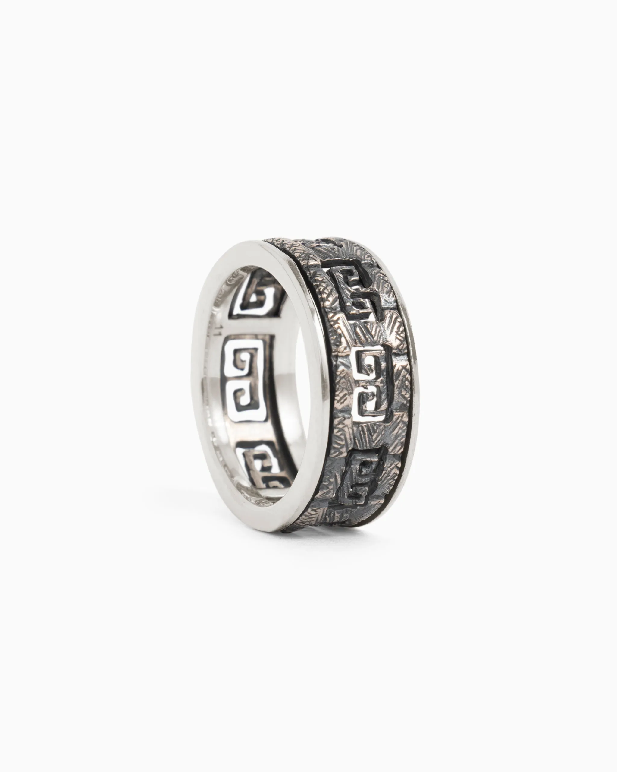 Marine Texture Spinner Ring with Petroglyphs