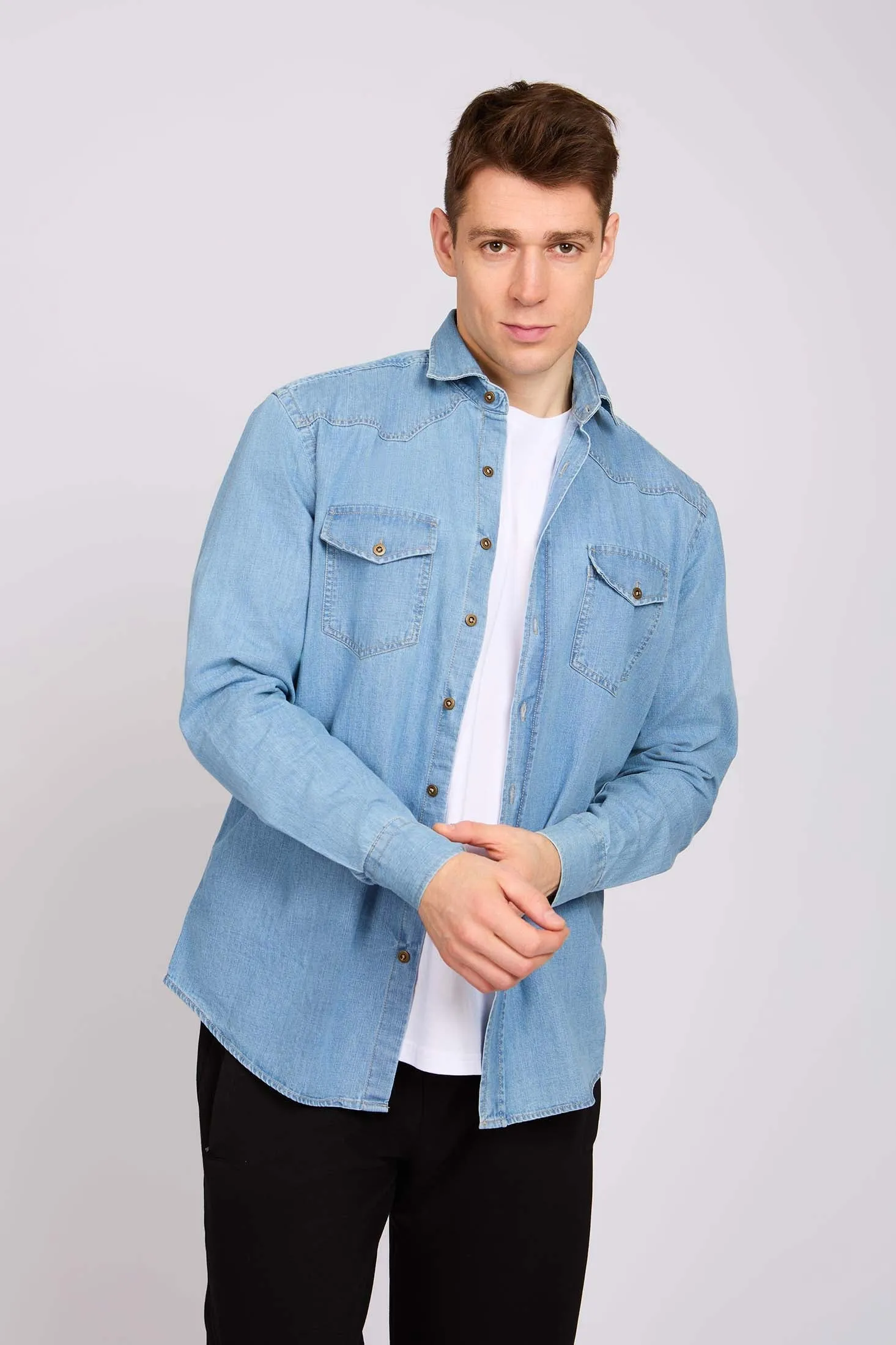 Men Denim Shirt Blue