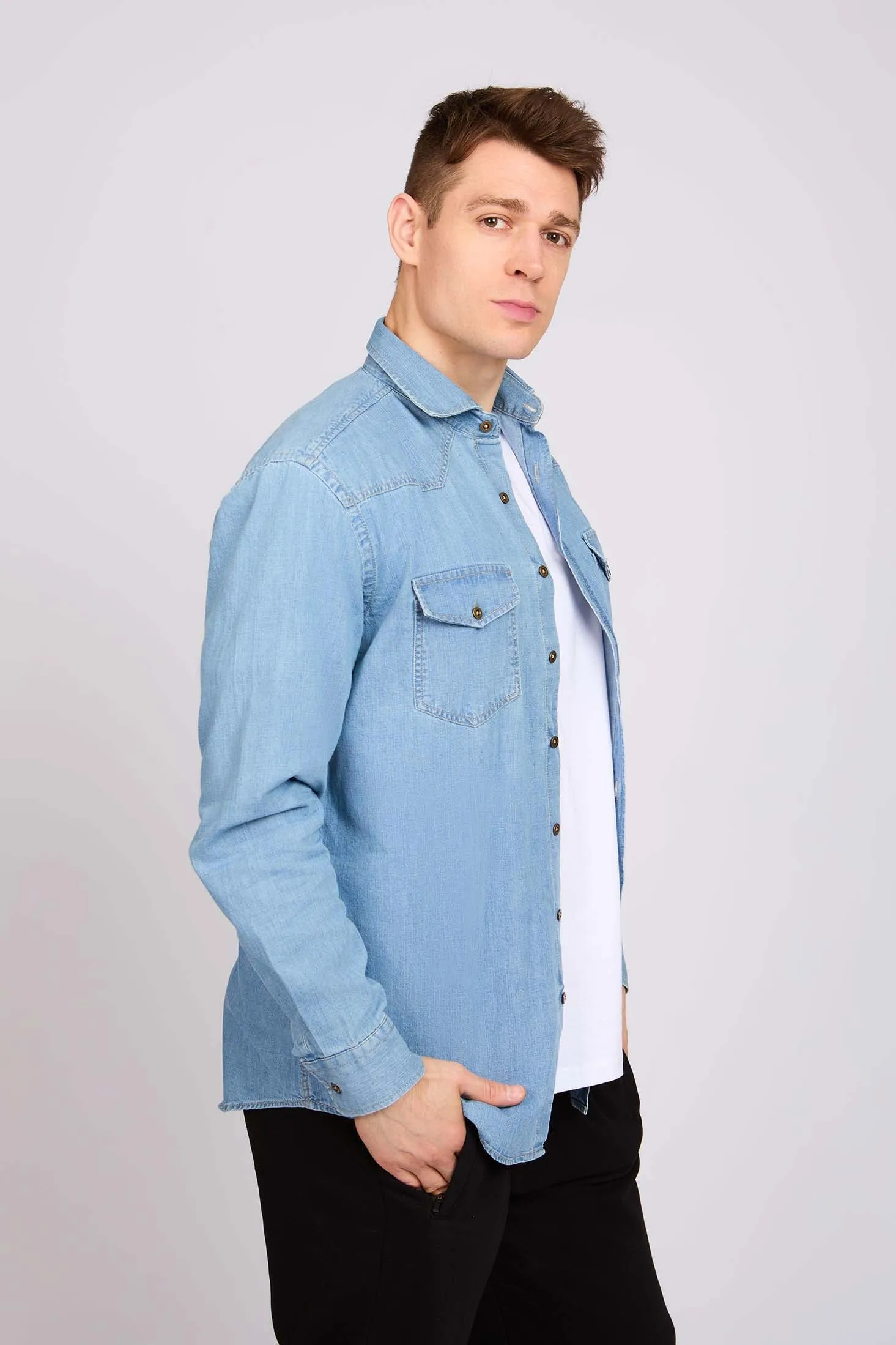 Men Denim Shirt Blue