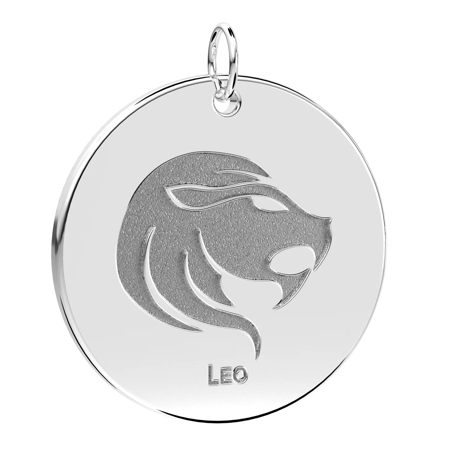 Men's 925 Sterling Silver 1in Round Leo Zodiac Polished Pendant Necklace