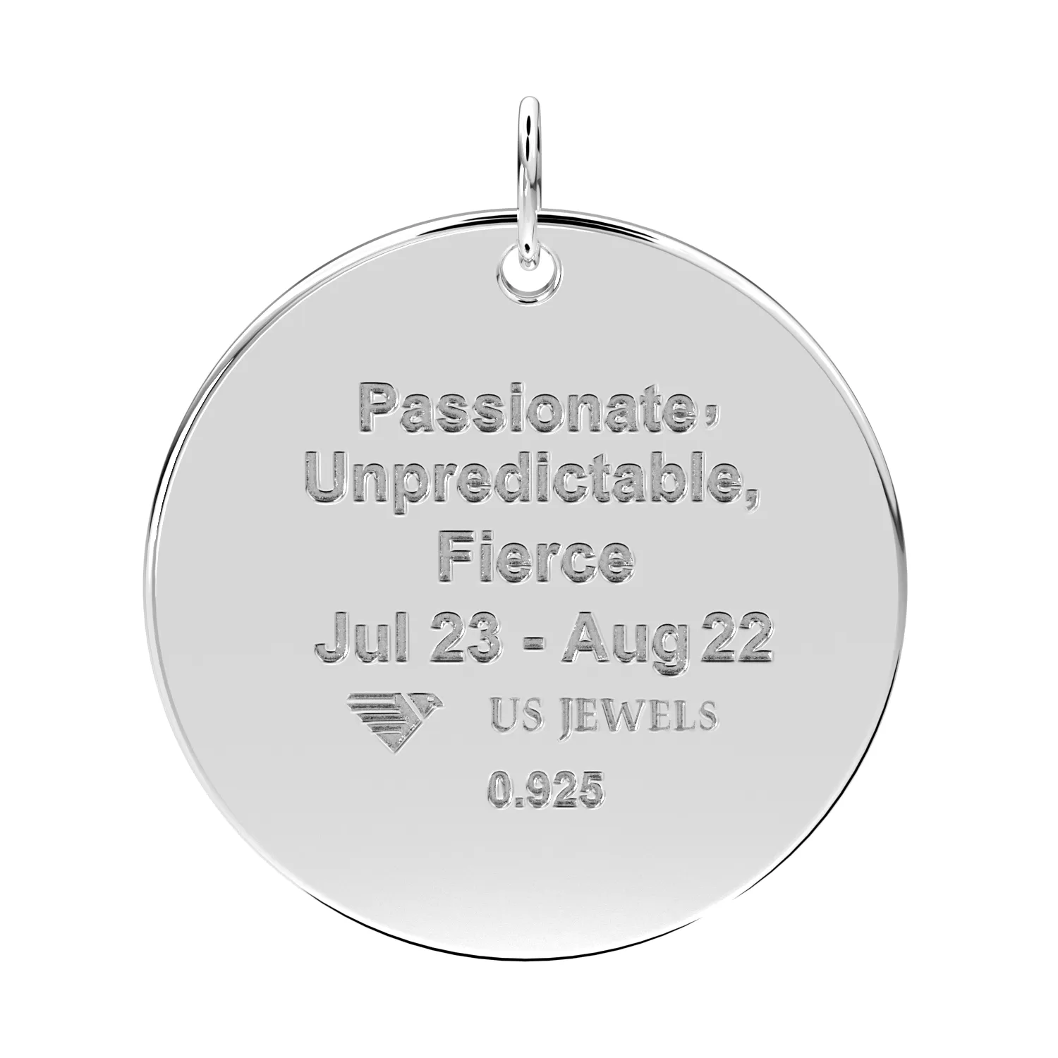 Men's 925 Sterling Silver 1in Round Leo Zodiac Polished Pendant Necklace