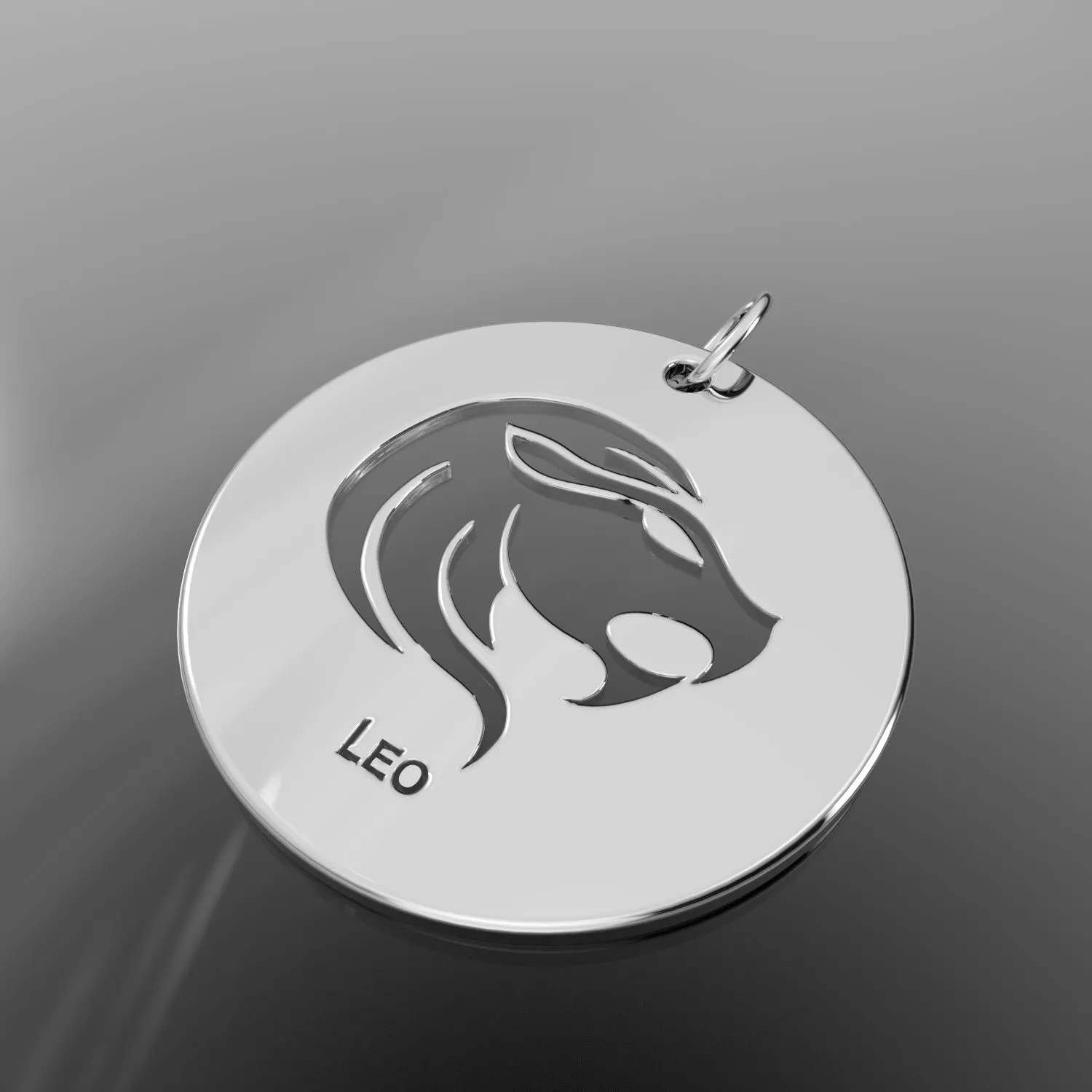 Men's 925 Sterling Silver 1in Round Leo Zodiac Polished Pendant Necklace
