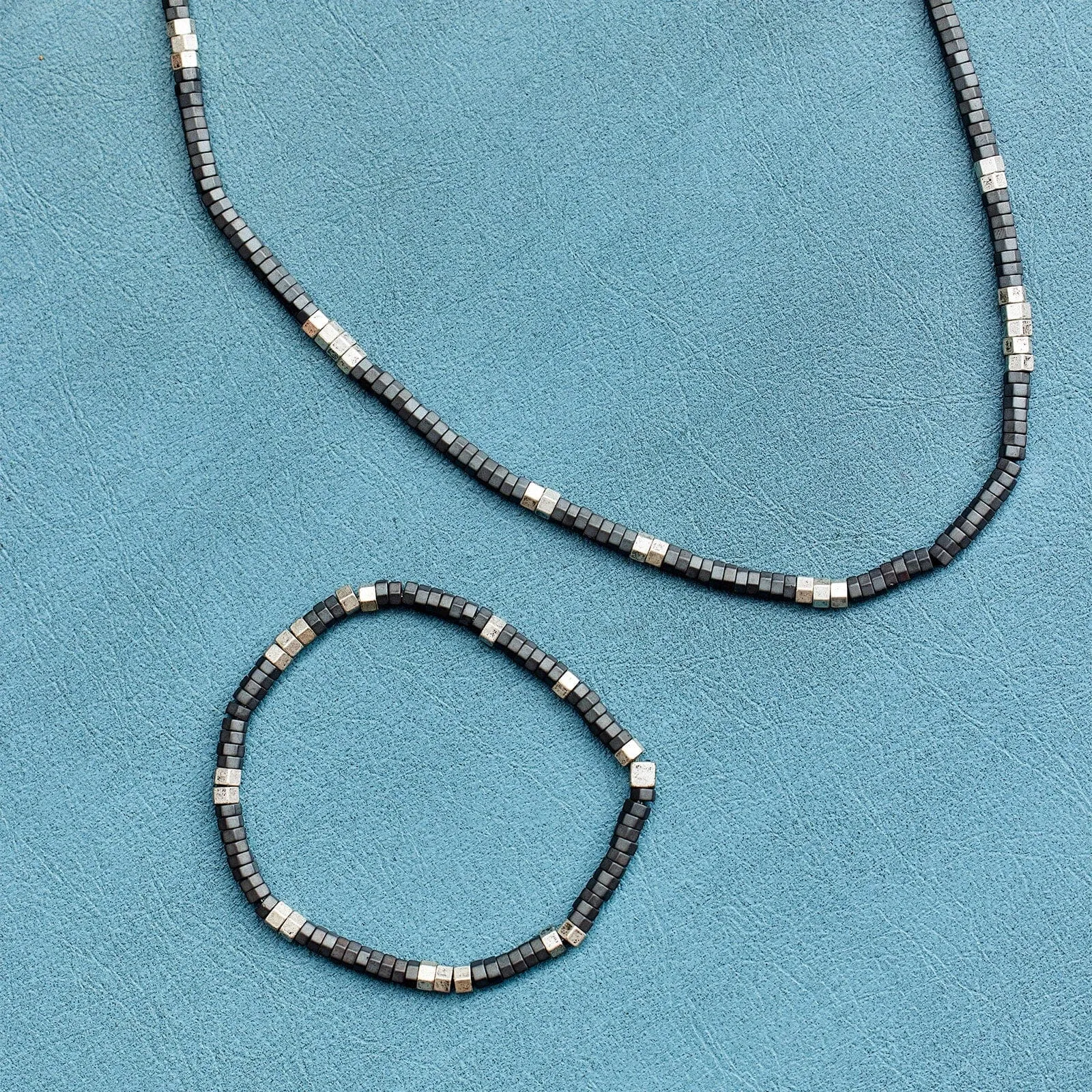 Men's Faceted Pyrite Bead Necklace