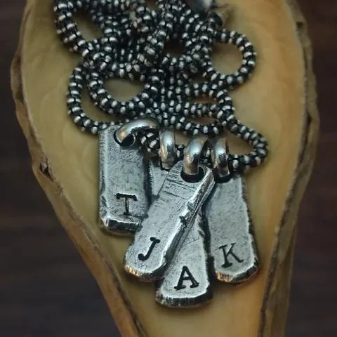 Men's Initial Necklace | Sterling Silver Initial Tag Necklace