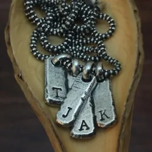 Men's Initial Necklace | Sterling Silver Initial Tag Necklace