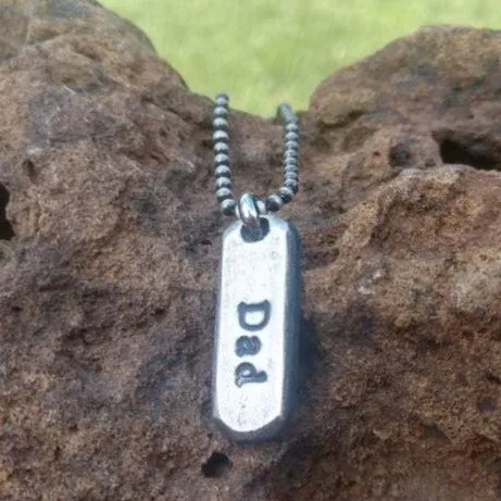 Men's Initial Necklace | Sterling Silver Initial Tag Necklace