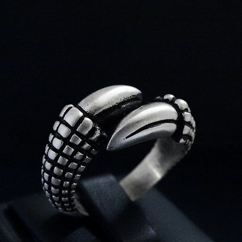 Men's Solid Sterling Silver Eagle Claw Open Ring