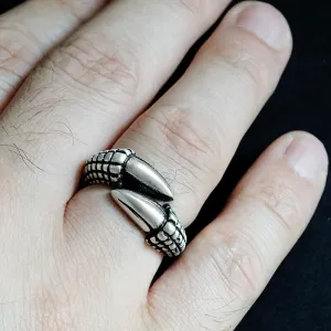 Men's Solid Sterling Silver Eagle Claw Open Ring