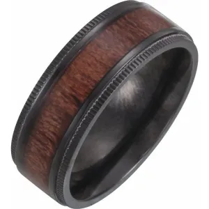Men's Wedding Band Titanium & Wood Inlay