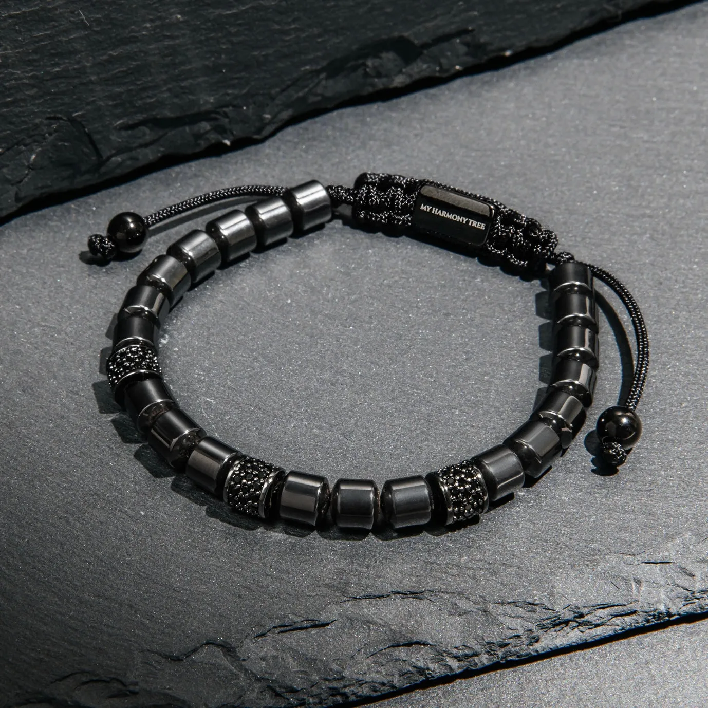 Metal Beads & Black Crystals Bracelet