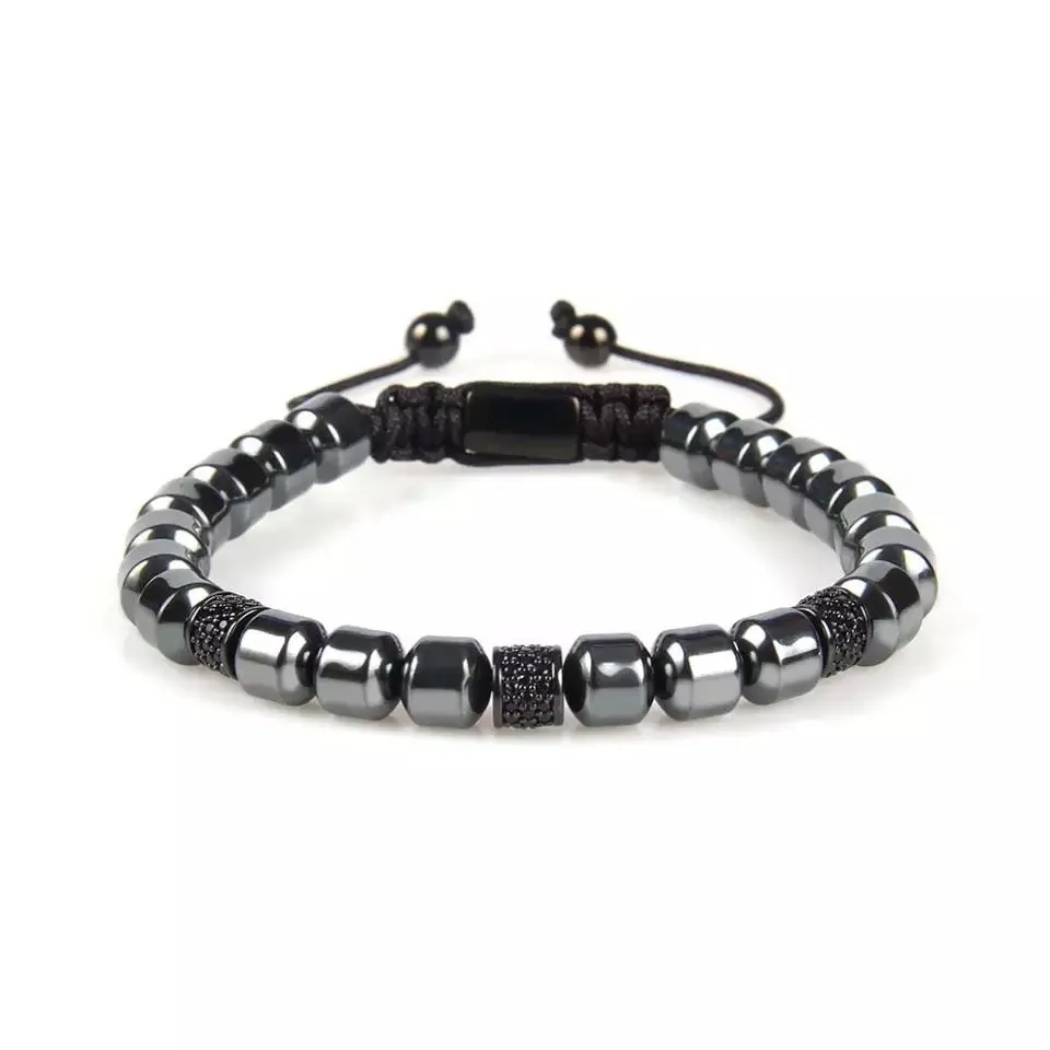 Metal Beads & Black Crystals Bracelet