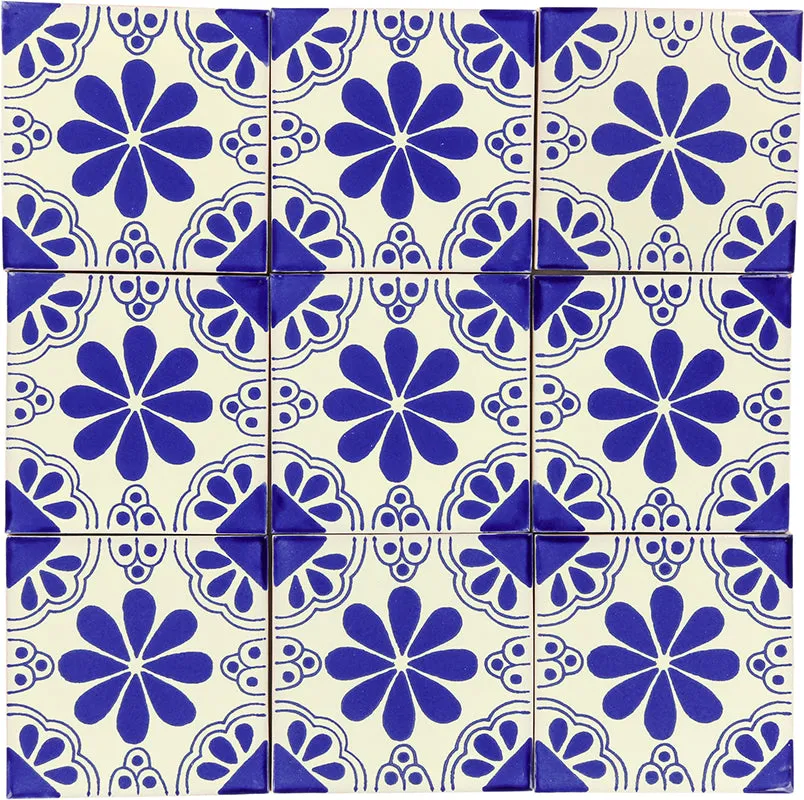 Mexican Talavera Ceramic Decorative Tile: Blue Isabel