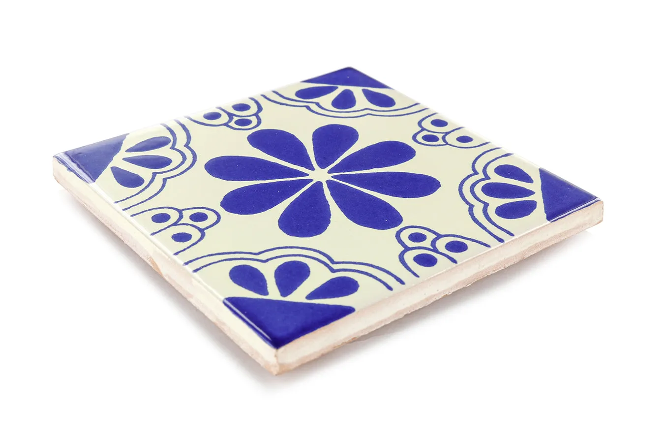 Mexican Talavera Ceramic Decorative Tile: Blue Isabel