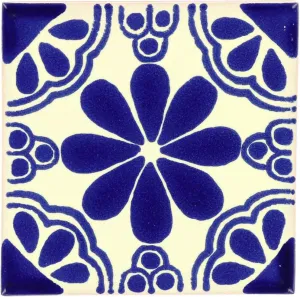 Mexican Talavera Ceramic Decorative Tile: Blue Isabel