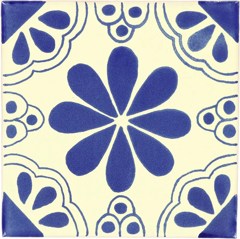 Mexican Talavera Ceramic Decorative Tile: Blue Isabel