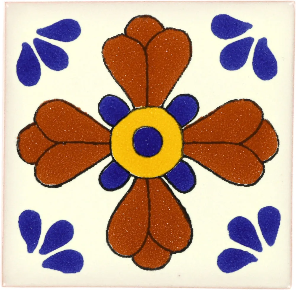 Mexican Talavera Ceramic Decorative Tile: Blue Seville