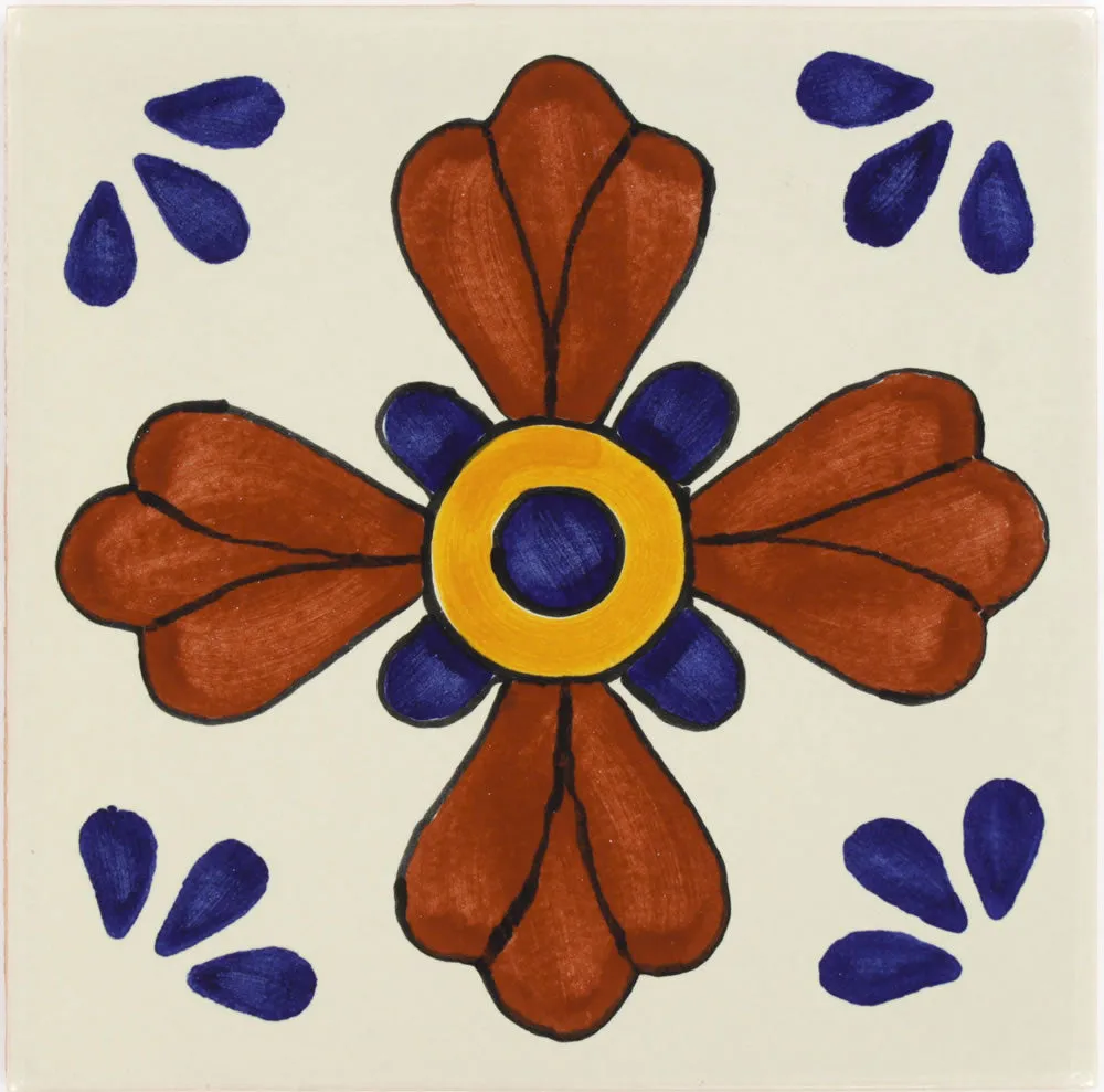 Mexican Talavera Ceramic Decorative Tile: Blue Seville