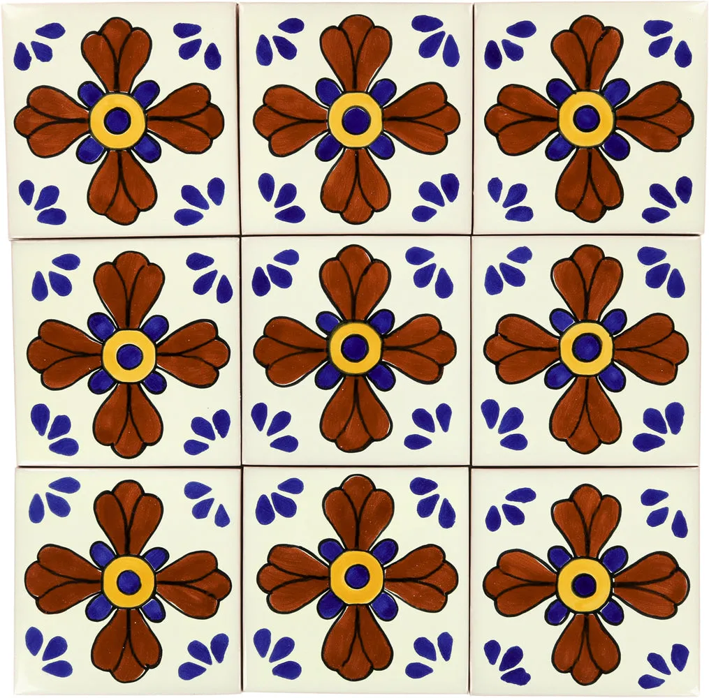 Mexican Talavera Ceramic Decorative Tile: Blue Seville