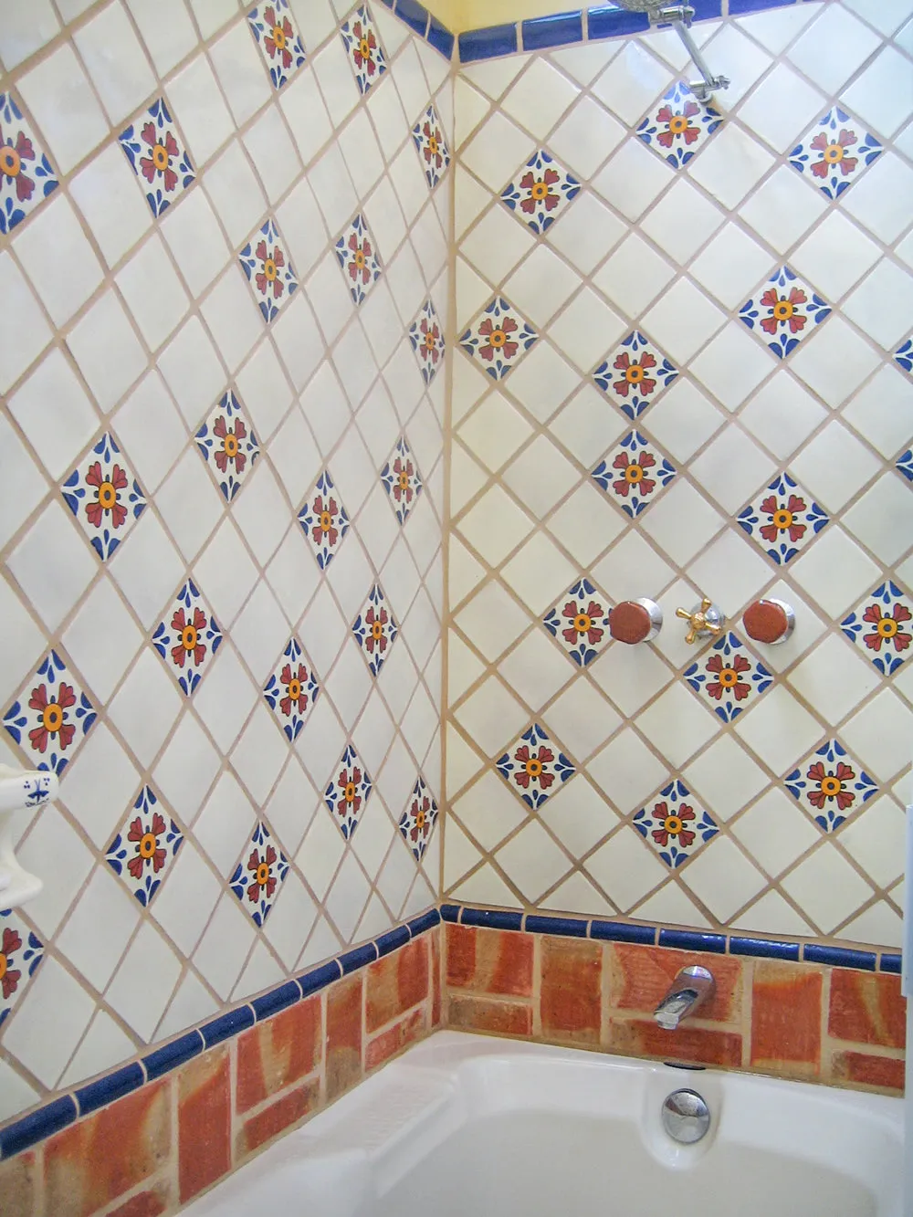 Mexican Talavera Ceramic Decorative Tile: Blue Seville