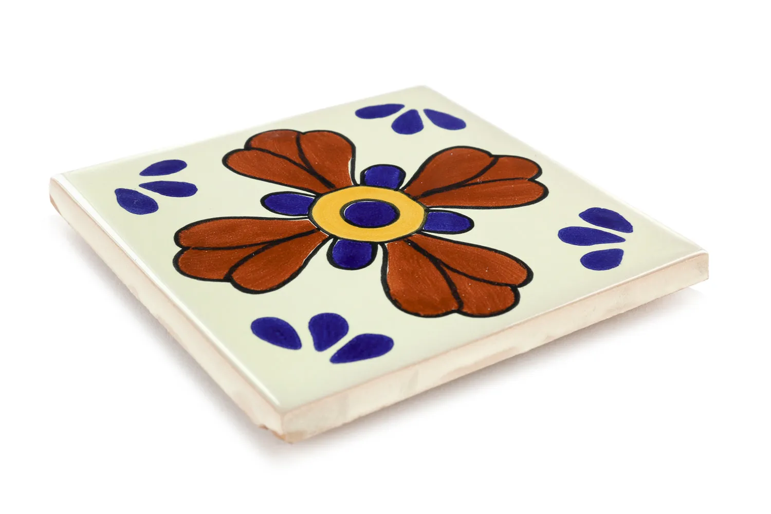 Mexican Talavera Ceramic Decorative Tile: Blue Seville