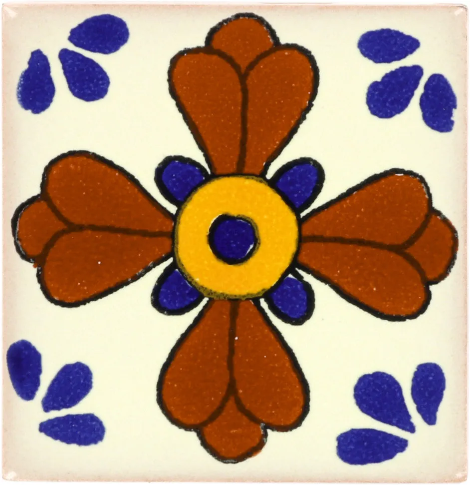 Mexican Talavera Ceramic Decorative Tile: Blue Seville