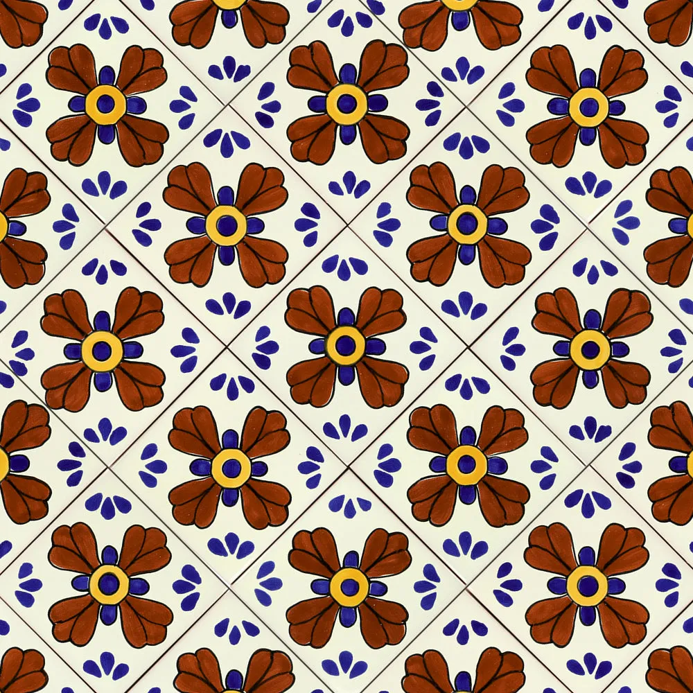 Mexican Talavera Ceramic Decorative Tile: Blue Seville