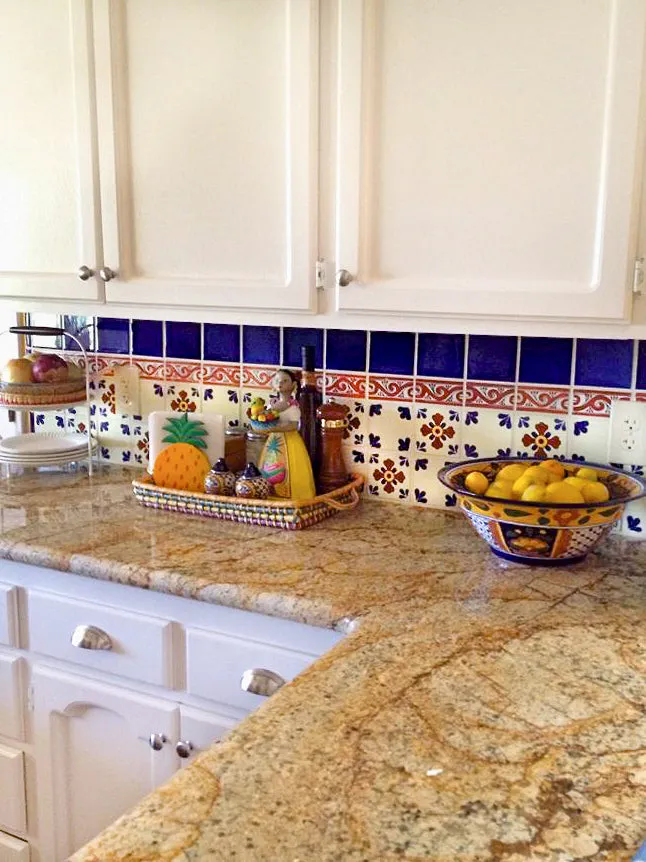 Mexican Talavera Ceramic Decorative Tile: Blue Seville