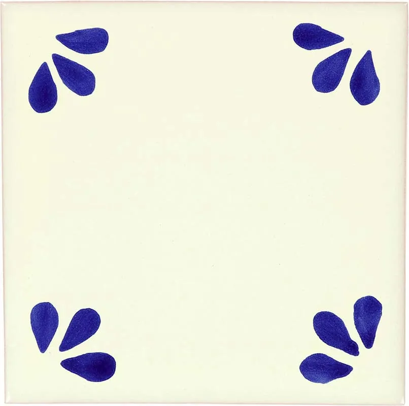 Mexican Talavera Ceramic Decorative Tile: Blue Ville
