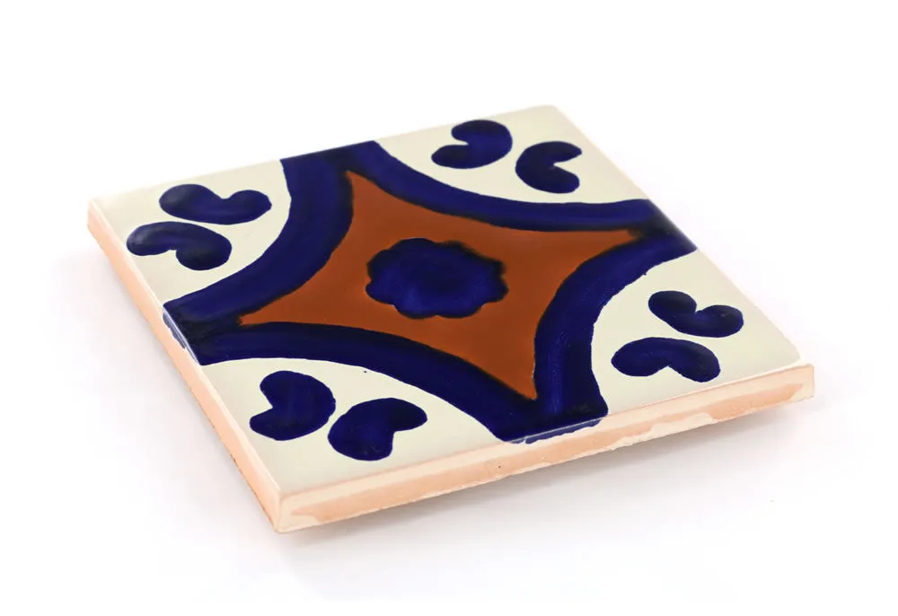 Mexican Talavera Ceramic Decorative Tile: Puebla Terra Cotta