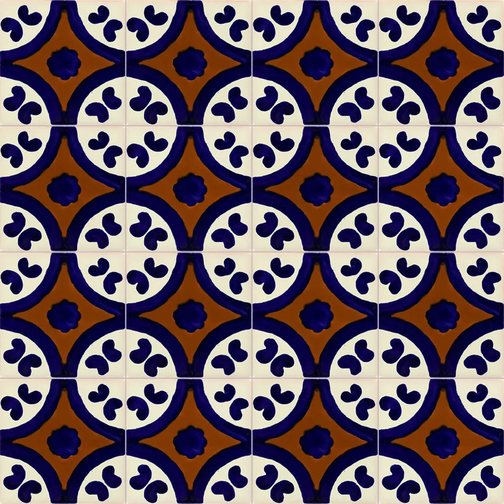 Mexican Talavera Ceramic Decorative Tile: Puebla Terra Cotta