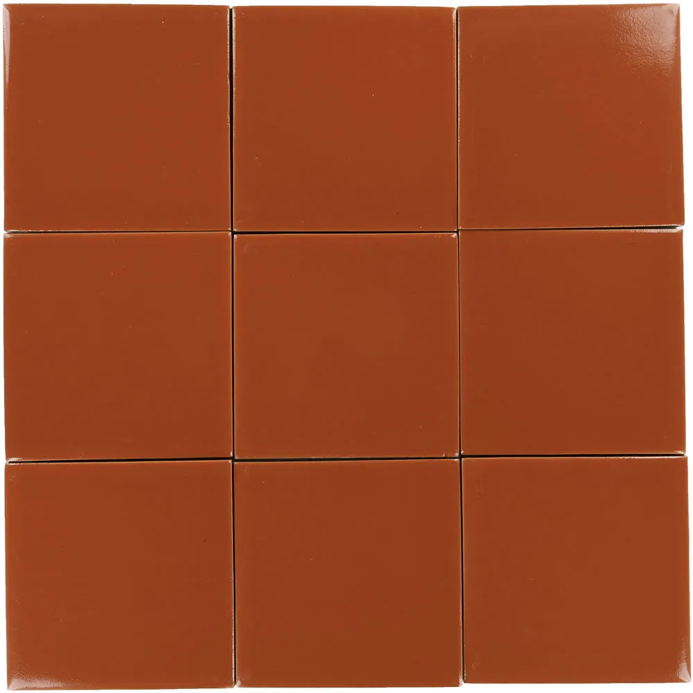 Mexican Talavera Ceramic Solid Tile: Rust