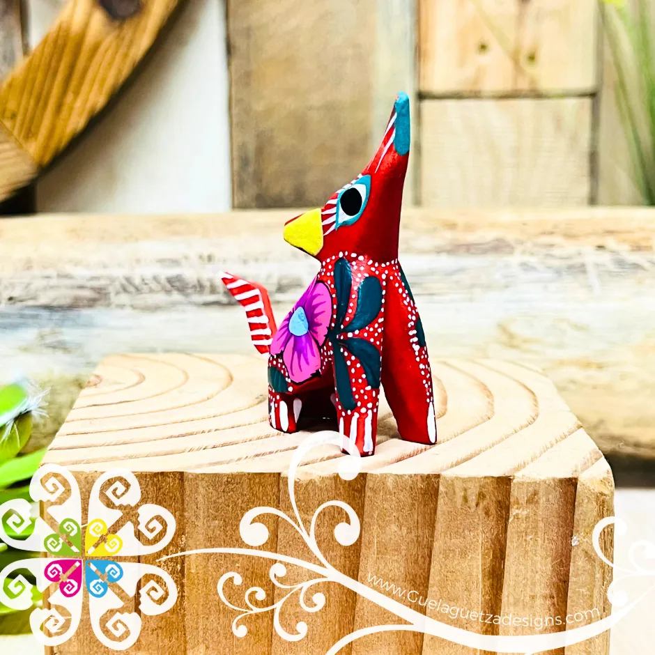 Mini Wolf Alebrije Handcarve Wood Decoration Figure