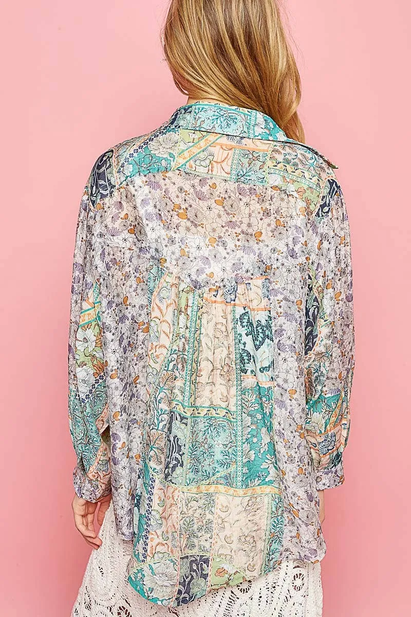 Mint Botanic Button Down Shirt