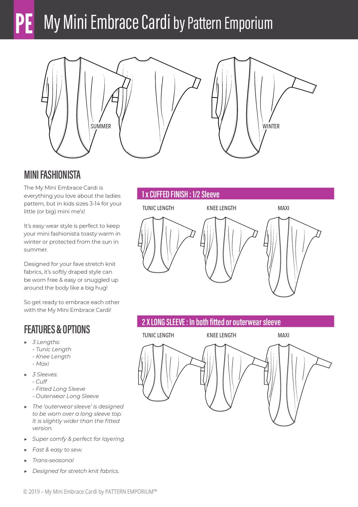 My Mini Embrace | Kids Cocoon Cardi Sewing Pattern