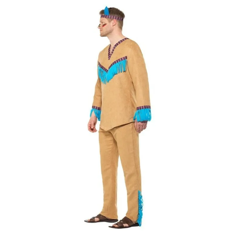 Native American Inspired Warrior Costume, Blue & Brown