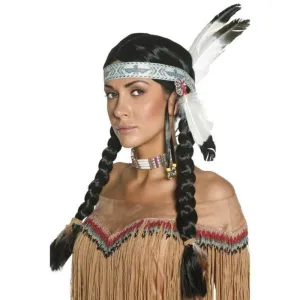 Native American Inspired Wig - Black, Plaits