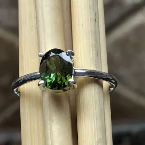 Natural 1ct Green Tourmaline 925 Solid Sterling Silver Engagement Ring Size 7, 8