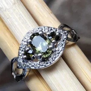Natural Green Tourmaline 925 Solid Sterling Silver Engagement Ring Size 6, 7, 8, 9