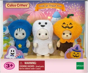 New in package! Calico Critters Trick or Treat Trio, Limited Edition Seasonal Halloween Set with 3 Collectible Figures and Costume Accessories! Retails $63 
