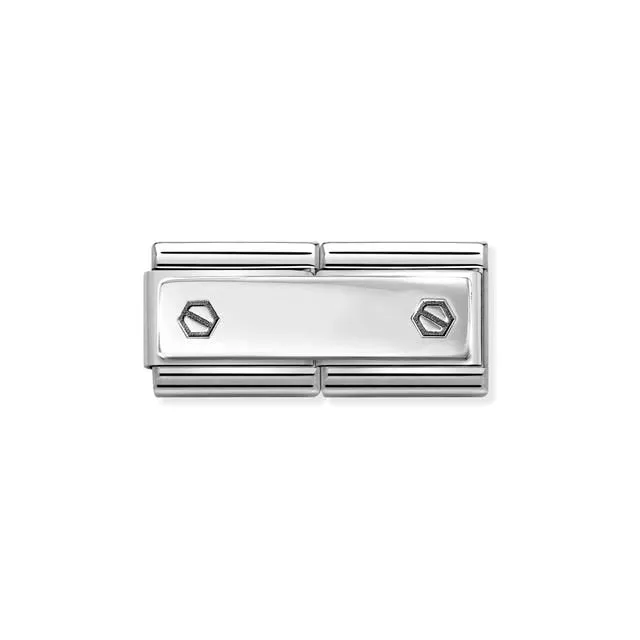 Nomination Composable Double Link Engravable, Double Hexagonal Screws, Silver