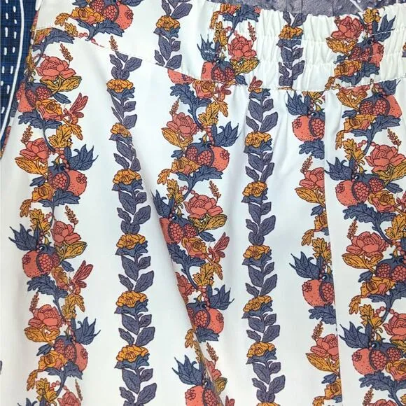 NWT NEW O.P.T Floral Ruffled Boho Midi Skirt White Multi Women's Size XS