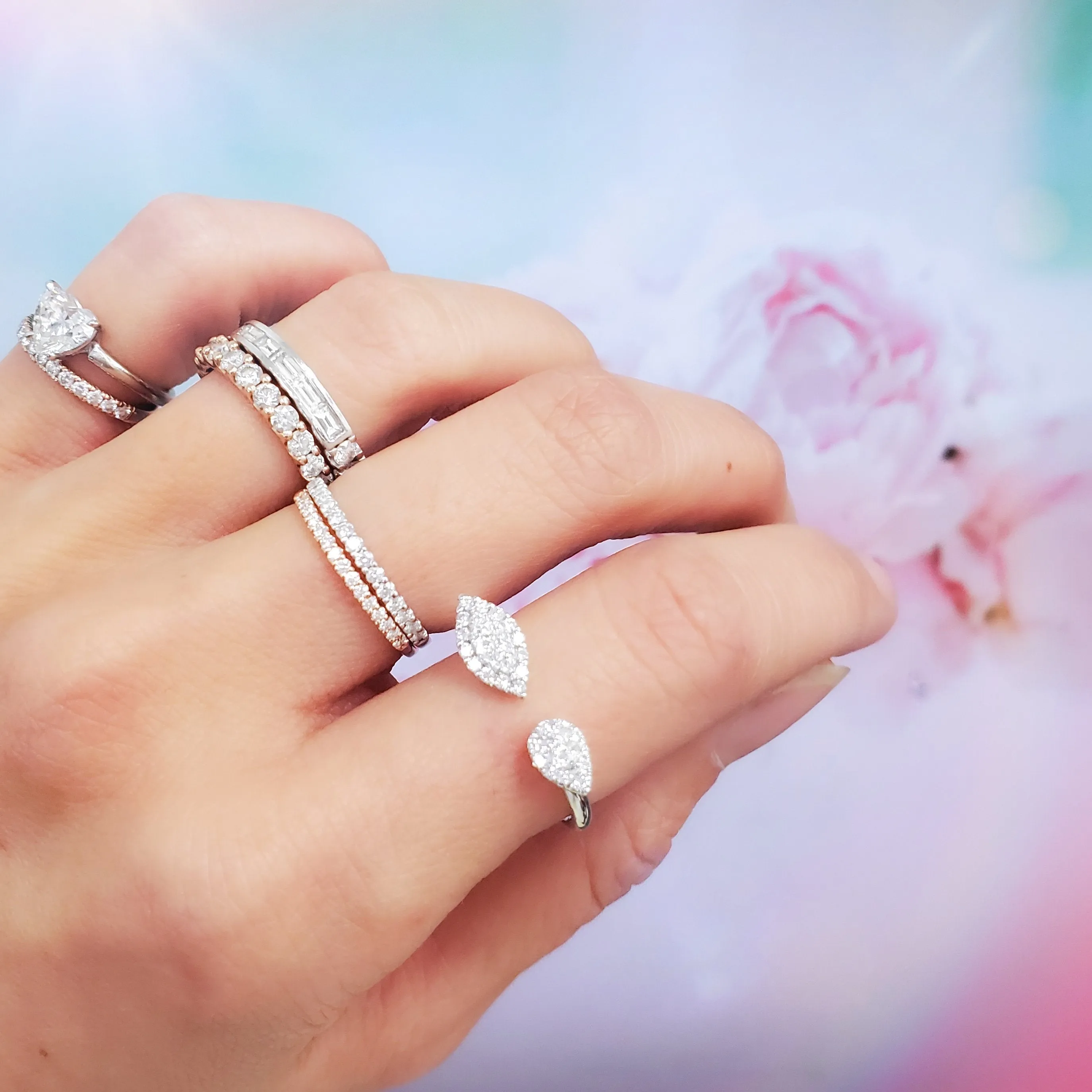 Open Shank Marquise Pear Diamond Ring