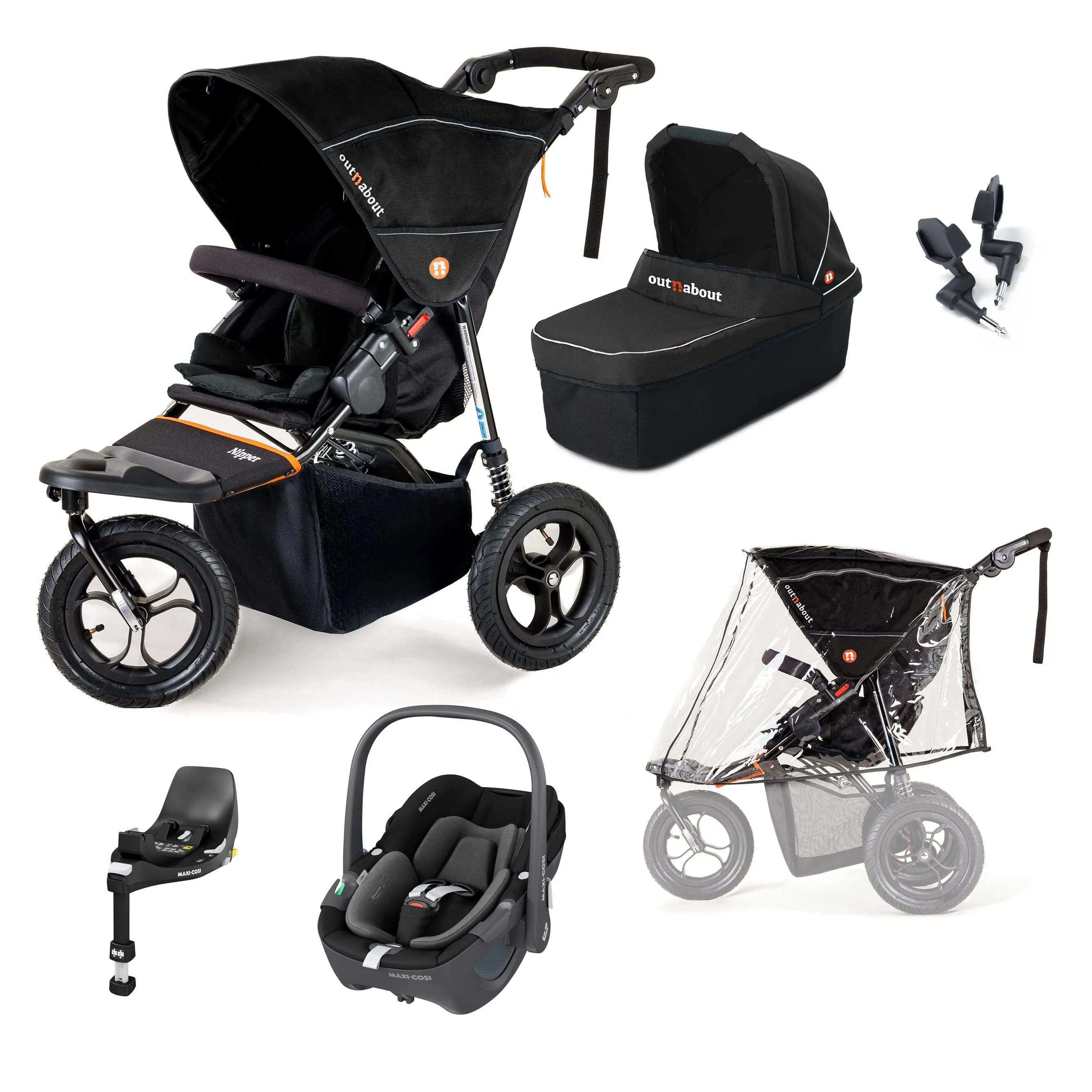 Out n About Nipper Single Maxi-Cosi Starter Kit in Summit Black