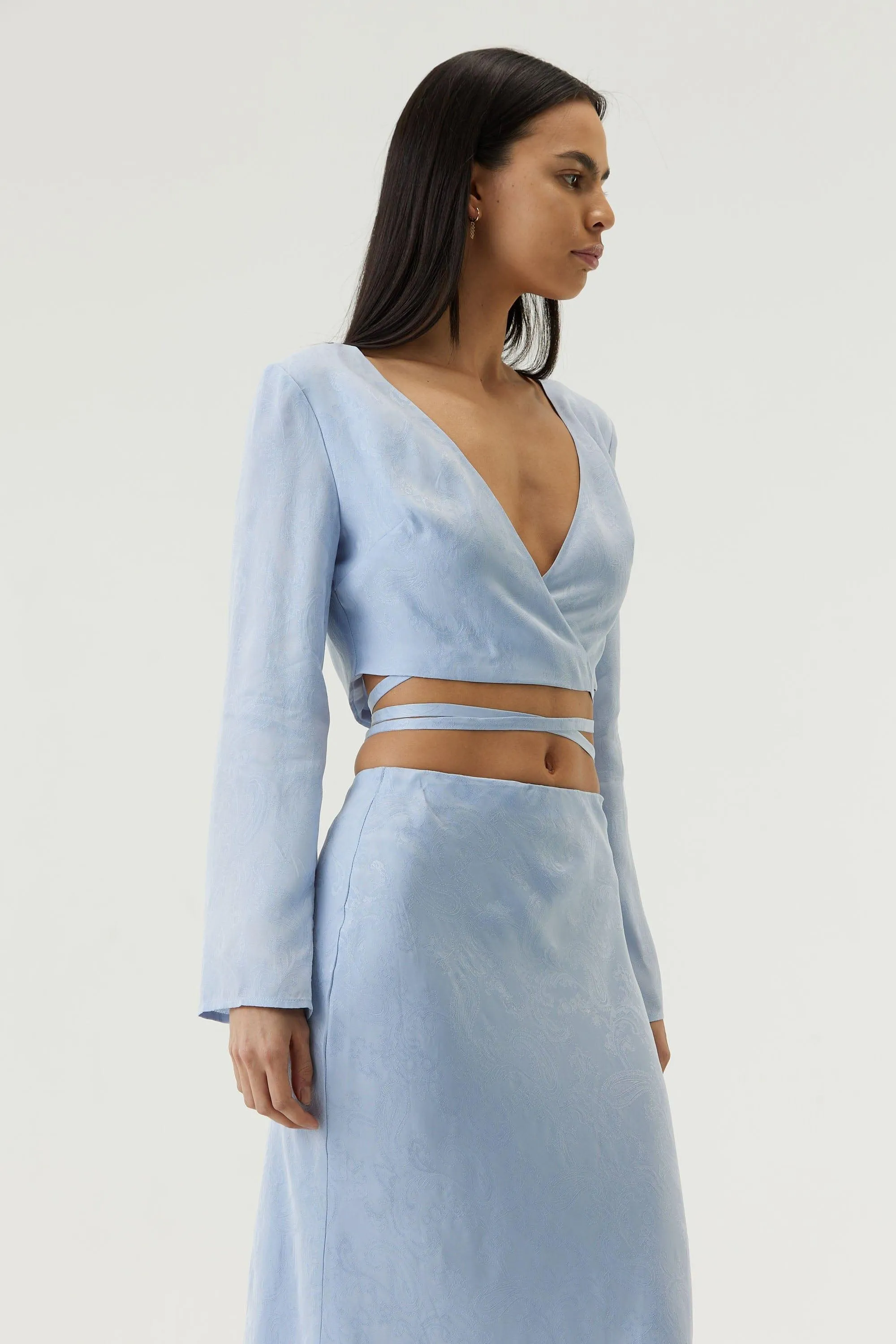 PAISLEY WRAP BLOUSE | OCEAN