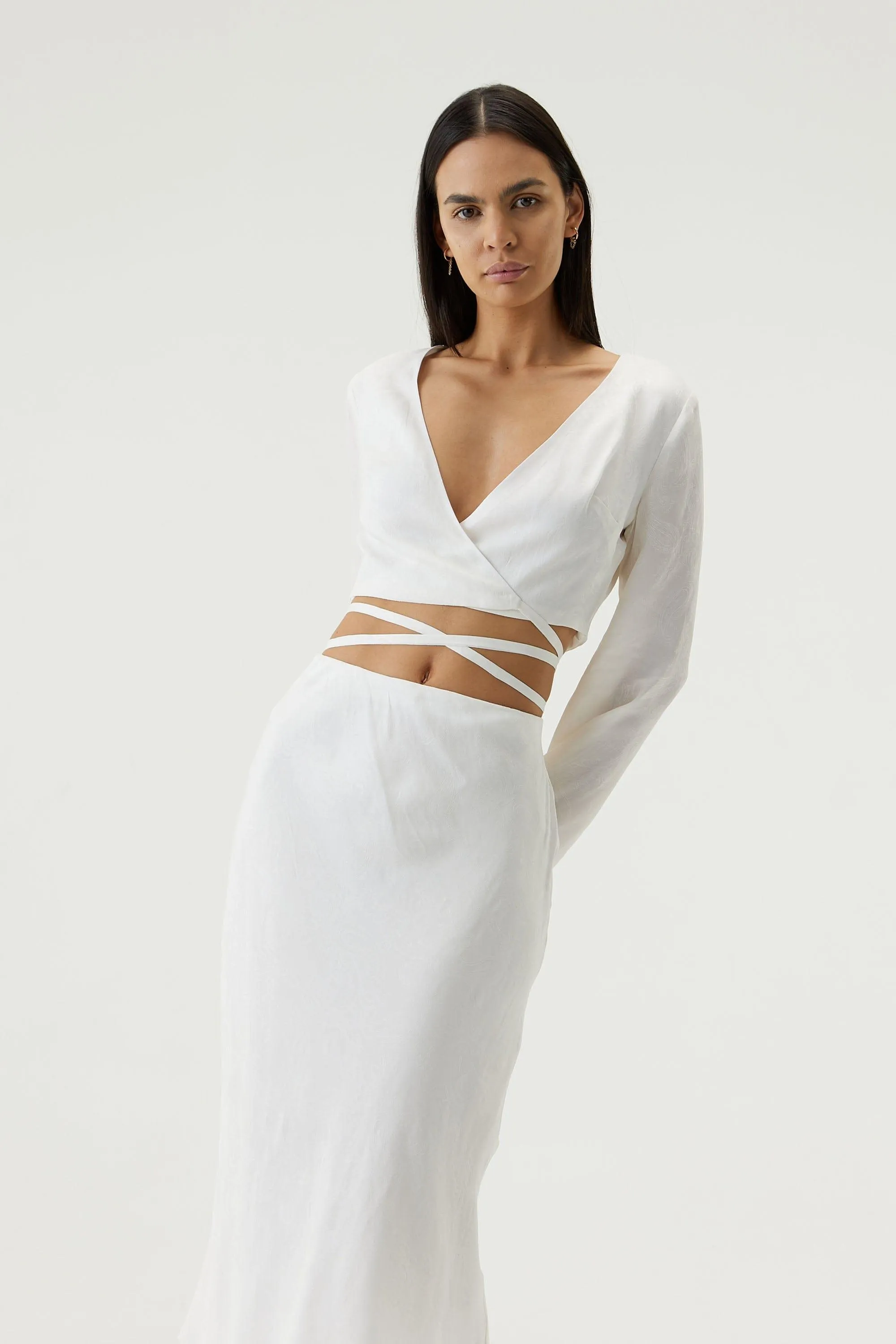 PAISLEY WRAP BLOUSE | WHITE