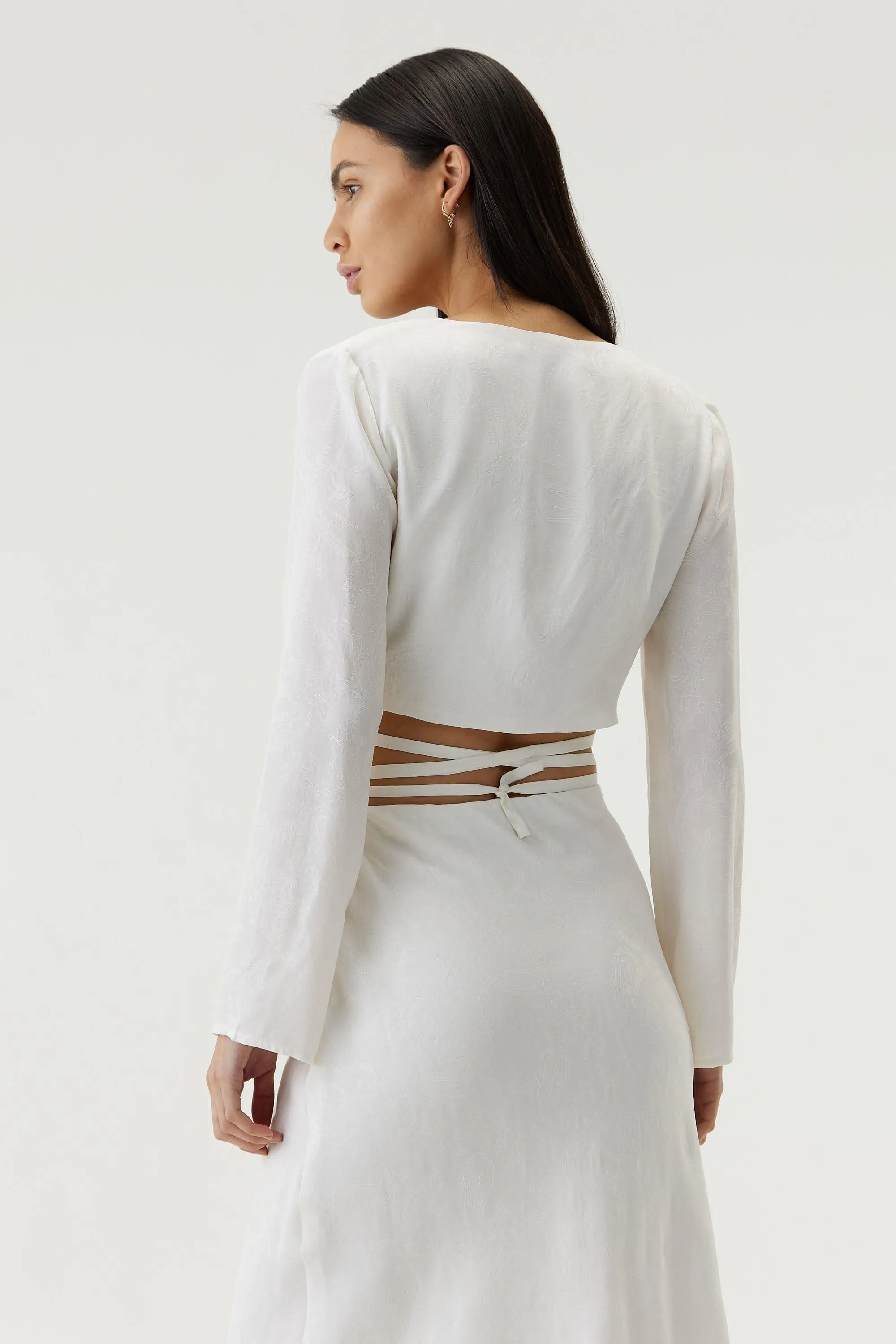 PAISLEY WRAP BLOUSE | WHITE